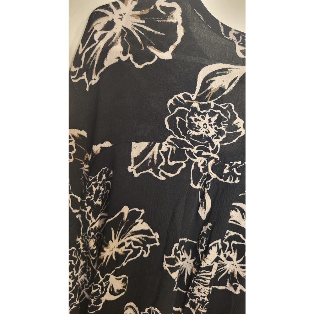 Free People Swing Out of it Black Floral Tunic Flowy Oversized dress sz Medium - Picture 11 of 11